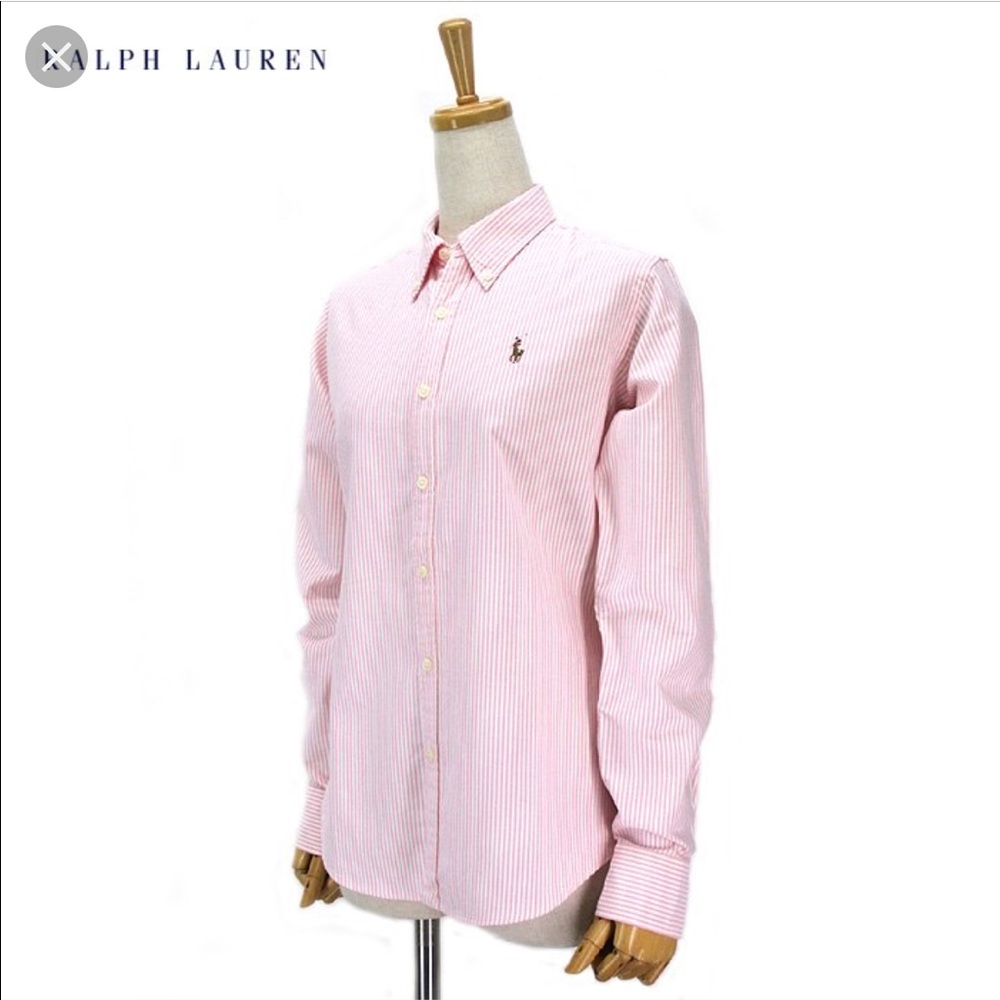 Ralph Lauren Women’s Slim Fit Oxford - Pink Stripe